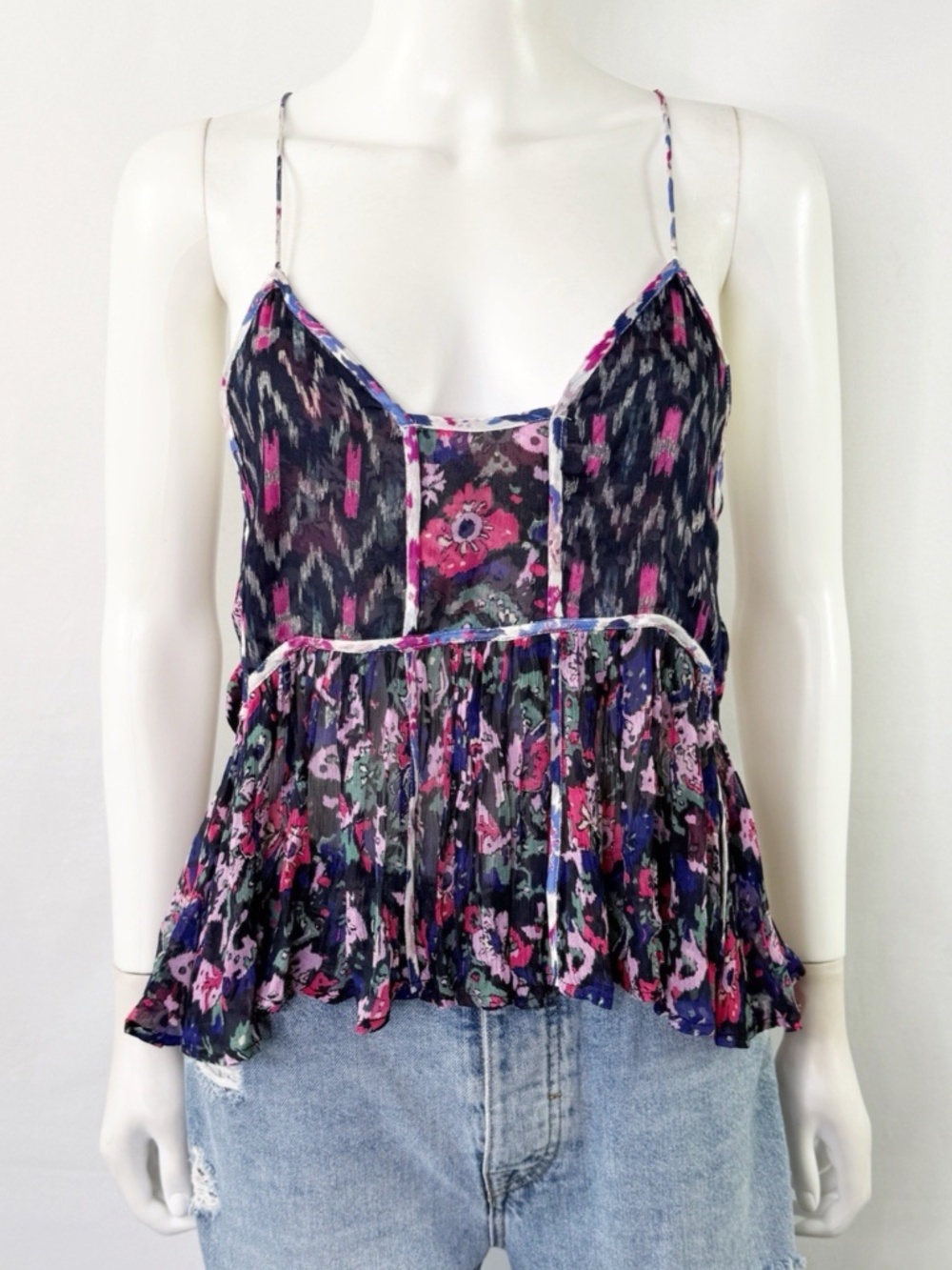Isabel Marant Étoile Rhetta Silk Cami Top in Faded Night Size 36 S Boho Summer